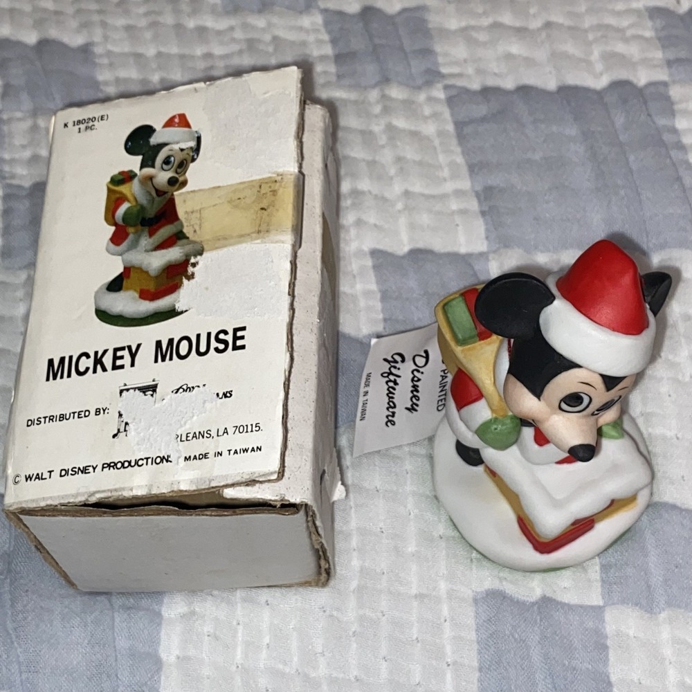 Vtg Walt Disney Christmas Gift-Ware 4" Mickey Mouse With chimney Figurine PA